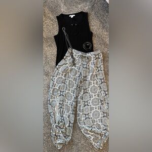 Vanilla Star Black and White Boho Split Leg Pants